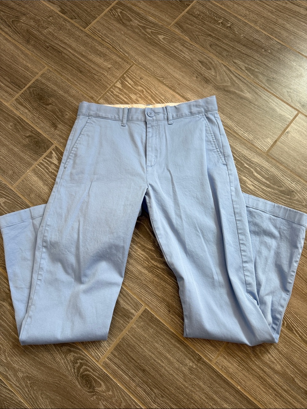 Boys Crewcuts Pale Blue Straight Chinos size 12 slim Like new adjustable waist